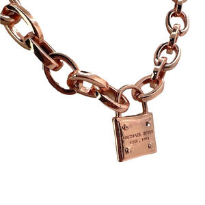 MICHAEL KORS Est 1981 Rose Gold-tone Padlock Pendant Chain Necklace